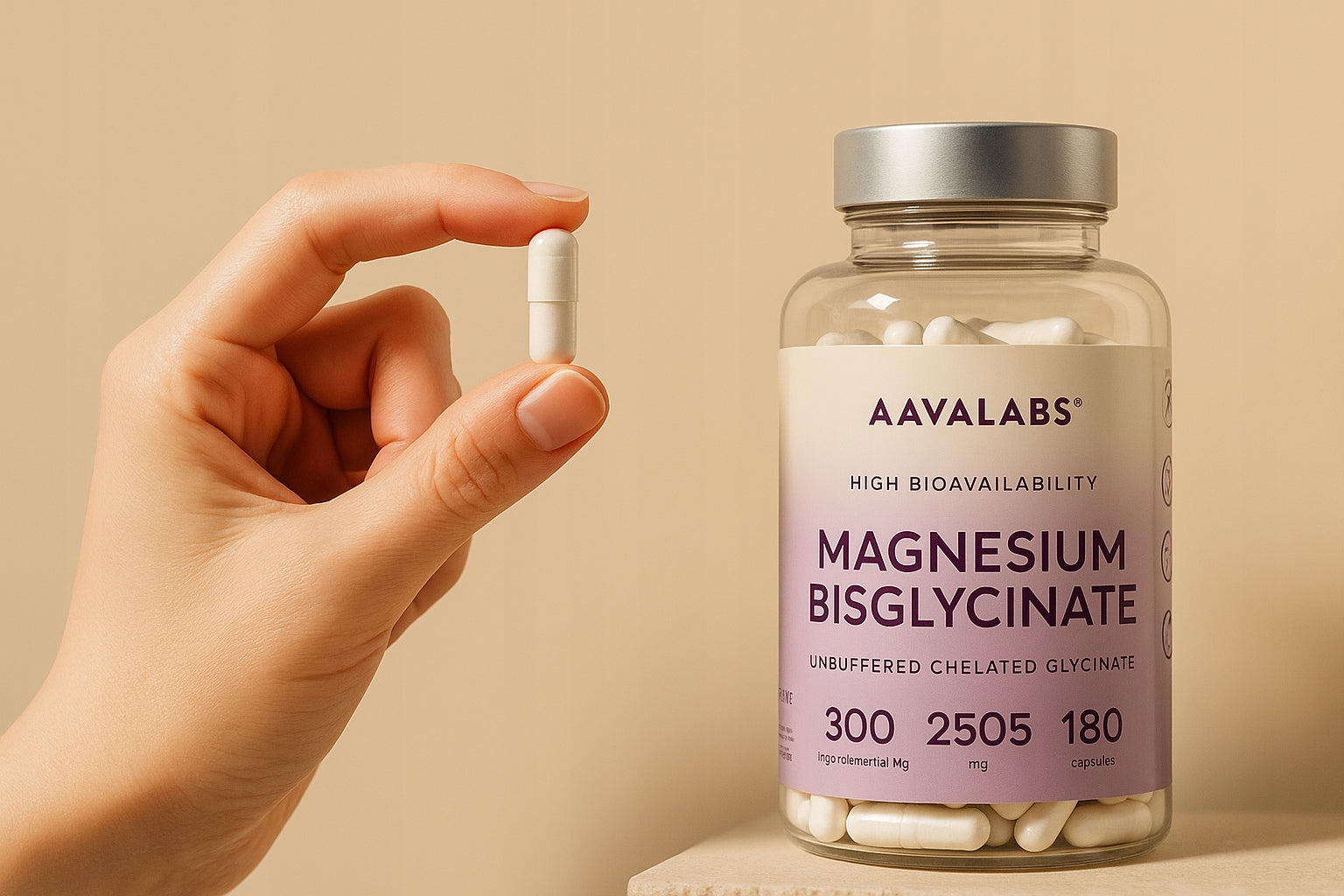 Magnesium Diglycinate 2505mg Magnesium Glycinate Chelate 180 capsules | Aavalabs Manufacturer code 050_MAGNESIUM_BISGLYCINATE