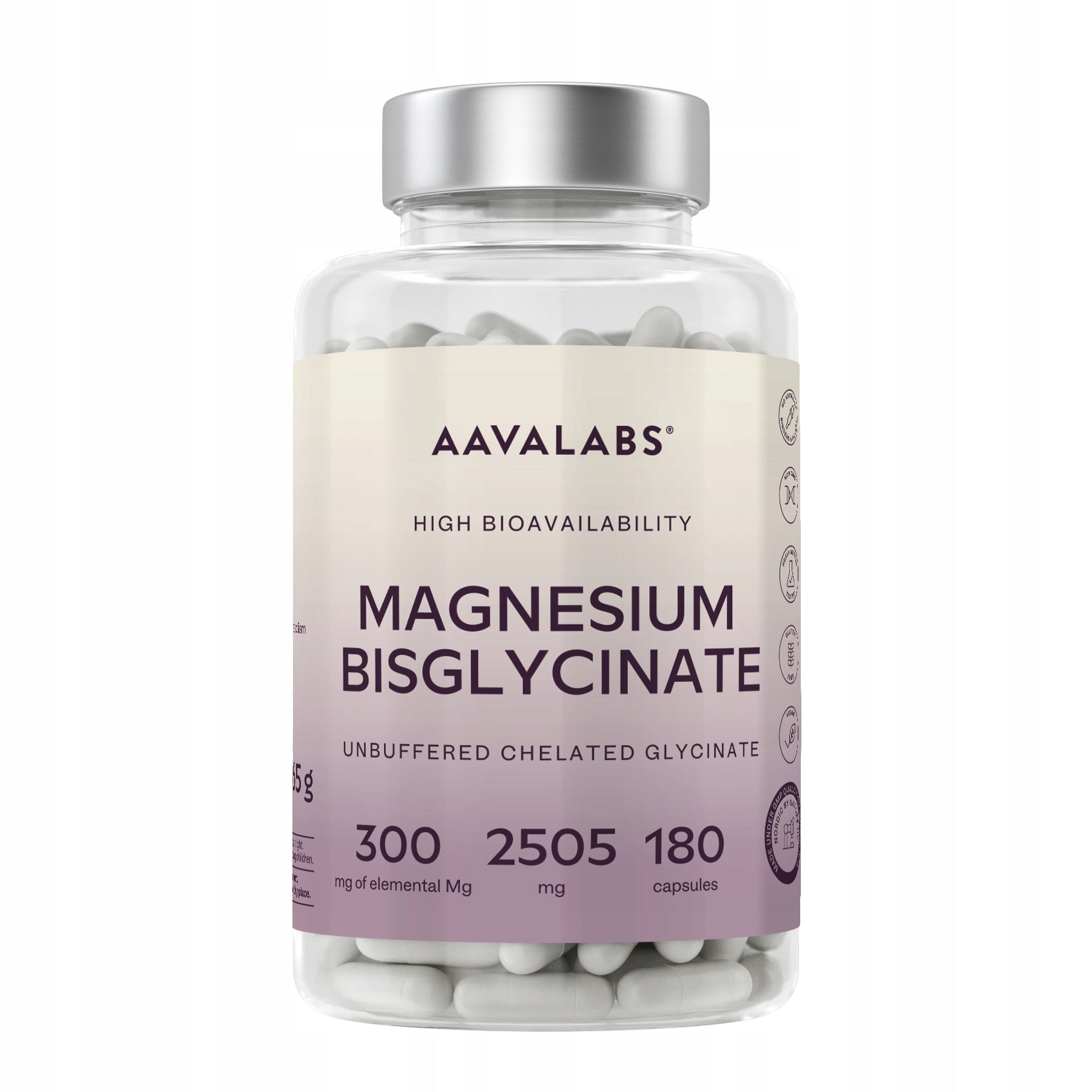 Magnesium Diglycinate 2505mg Magnesium Glycinate Chelate 180 capsules | Aavalabs Name other