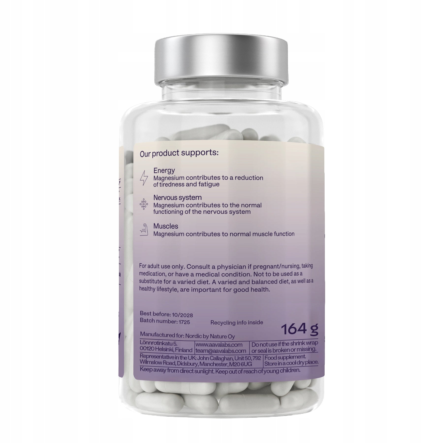 Magnesium Fullnesium 425mg Diglycinate Complex 5 Forms 180 kaps | Aavalabs Packaging status original