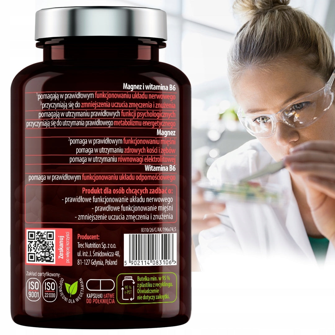 Magnesium Glycinate 100% Chelated + Vitamin B6 For Muscle Nerve Fatigue Brand Essensey