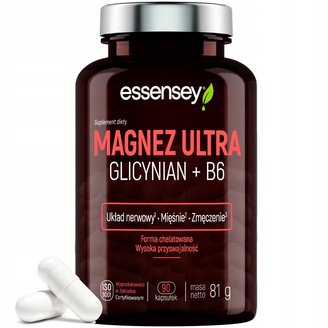 Magnesium Glycinate 100% Chelated + Vitamin B6 For Muscle Nerve Fatigue
