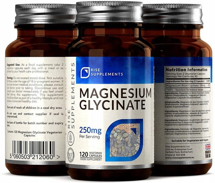 Magnesium Glycinate 120 Capsules of 250mg per serving Name Magnesium Glycinate