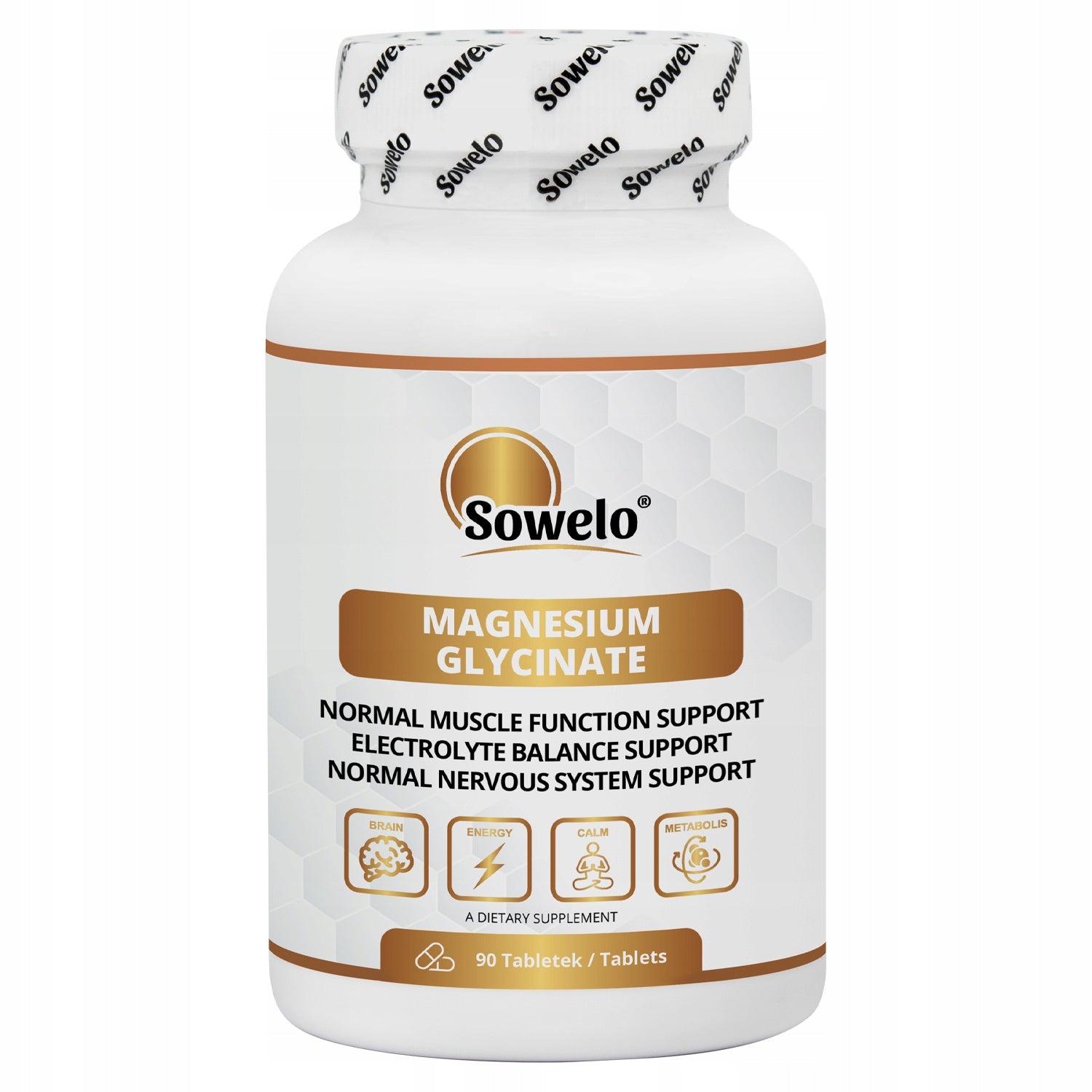 Magnesium Glycinate Chelate 375 mg 90 Tab – Contractions, Stress – Magnesium Sowelo