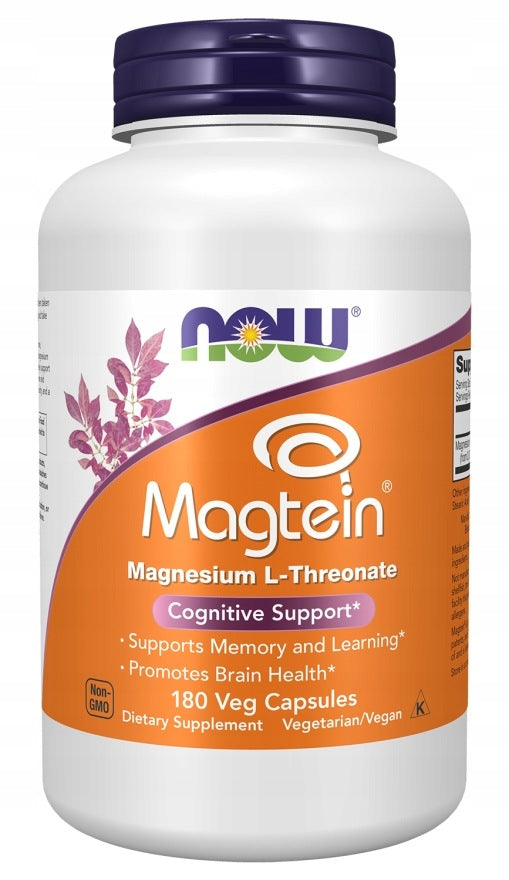 Magnesium Now Foods Magtein 180 Vegan Capsules Memory Brain Health