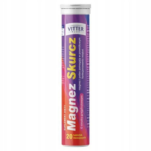 Magnesium Shrink 20 grapefruit flavoured effervescent tablets Vitter Blue