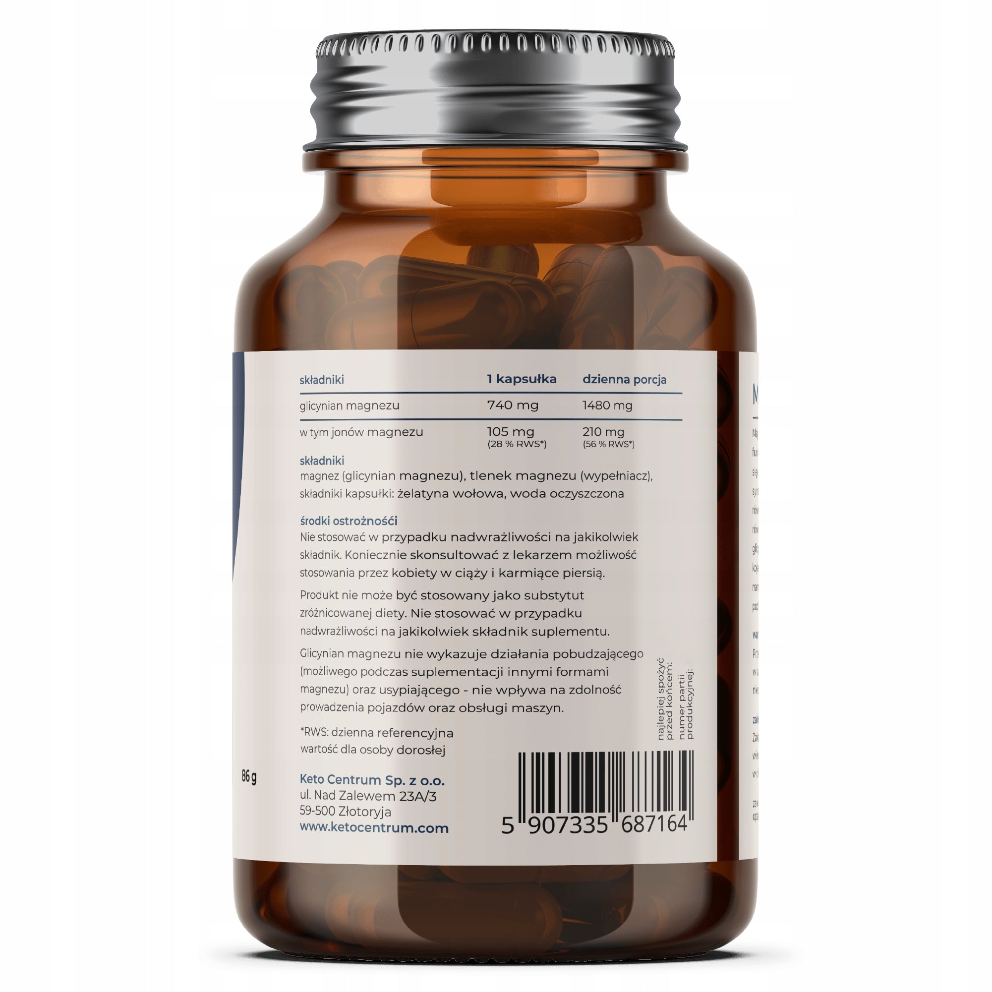 Magnesium for the night 105mg – magnesium glycinate Keto Centrum Brand Keto Centrum