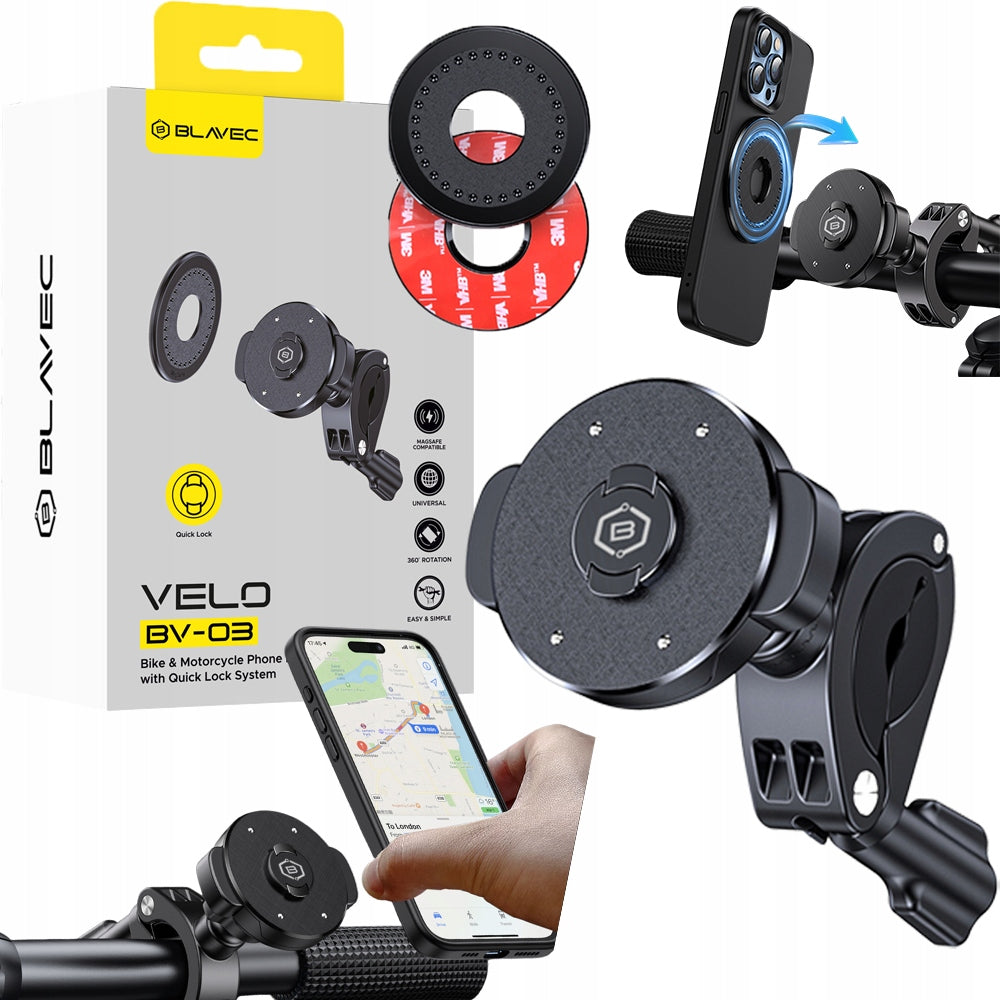 Magnetic Bicycle Phone Holder For Magsafe Steering Wheel 360° Blavec Manufacturer code Uchwyt rowerowy BV-03 quick lock