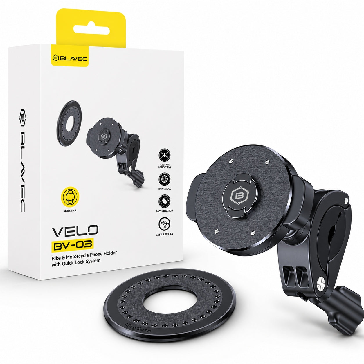 Magnetic Bicycle Phone Holder For Magsafe Steering Wheel 360° Blavec