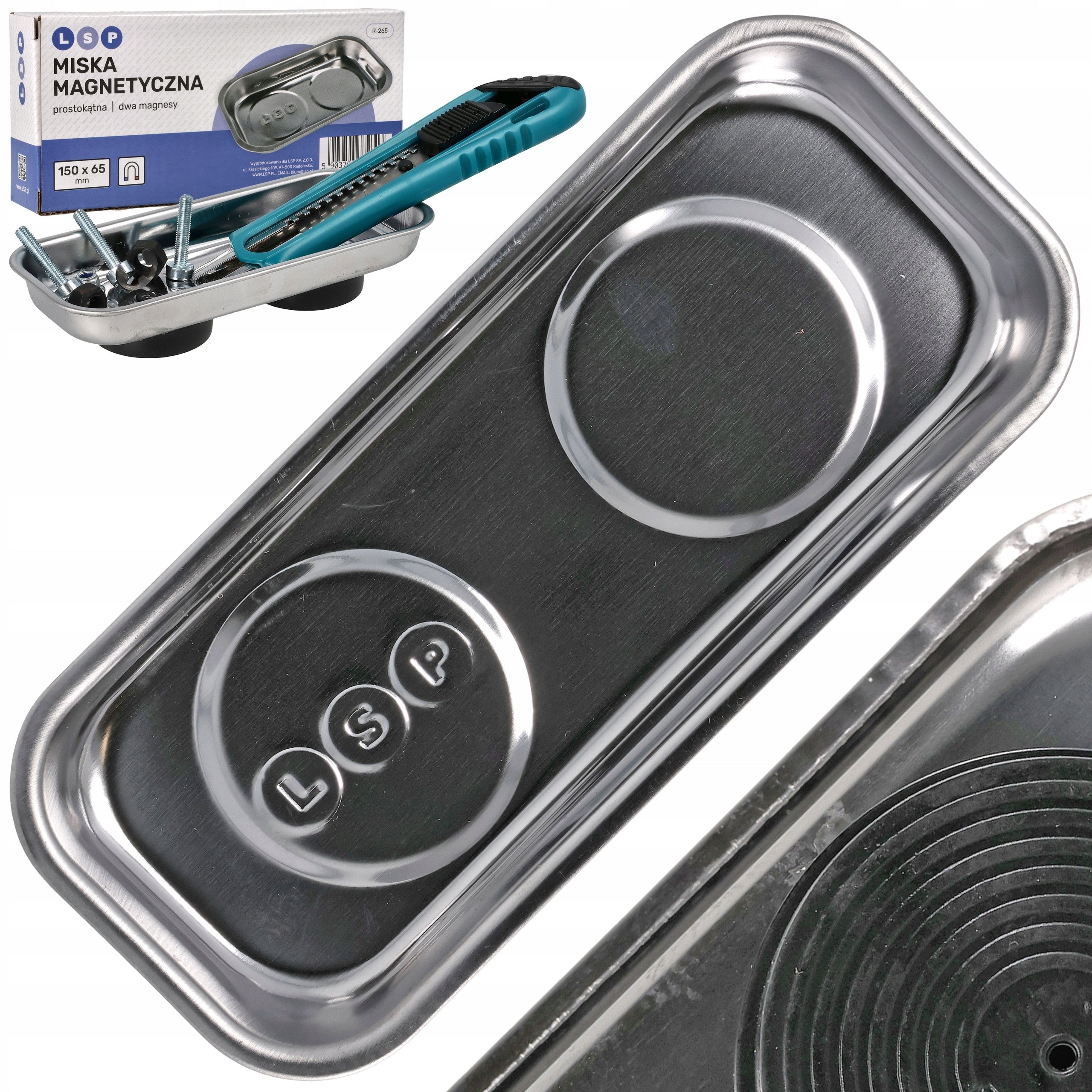 Magnetic Bowl Workshop 150x65mm Two Magnets Screw Container Inox
