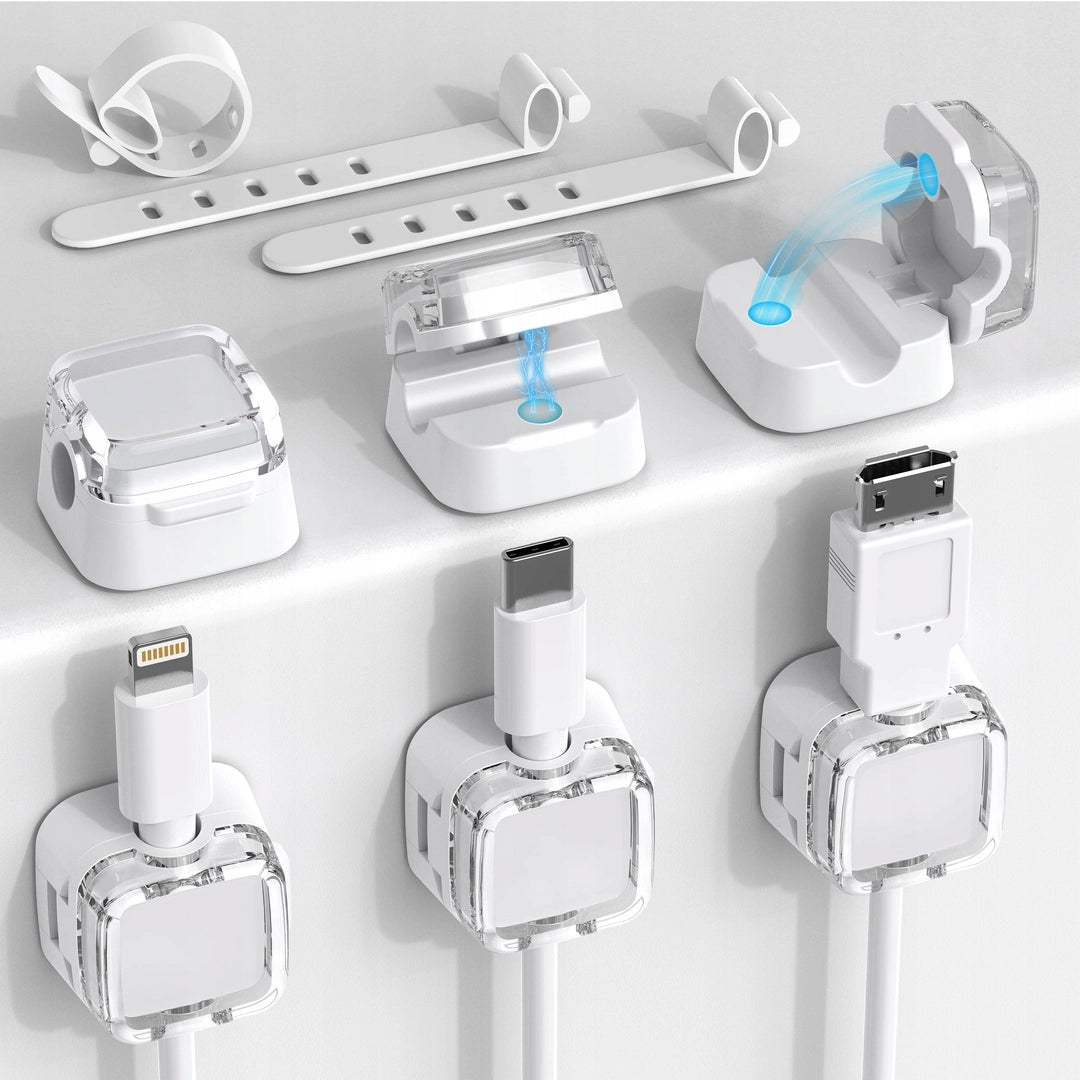 Magnetic Cable Management Clips Holder Organizer Cable 6pcs White