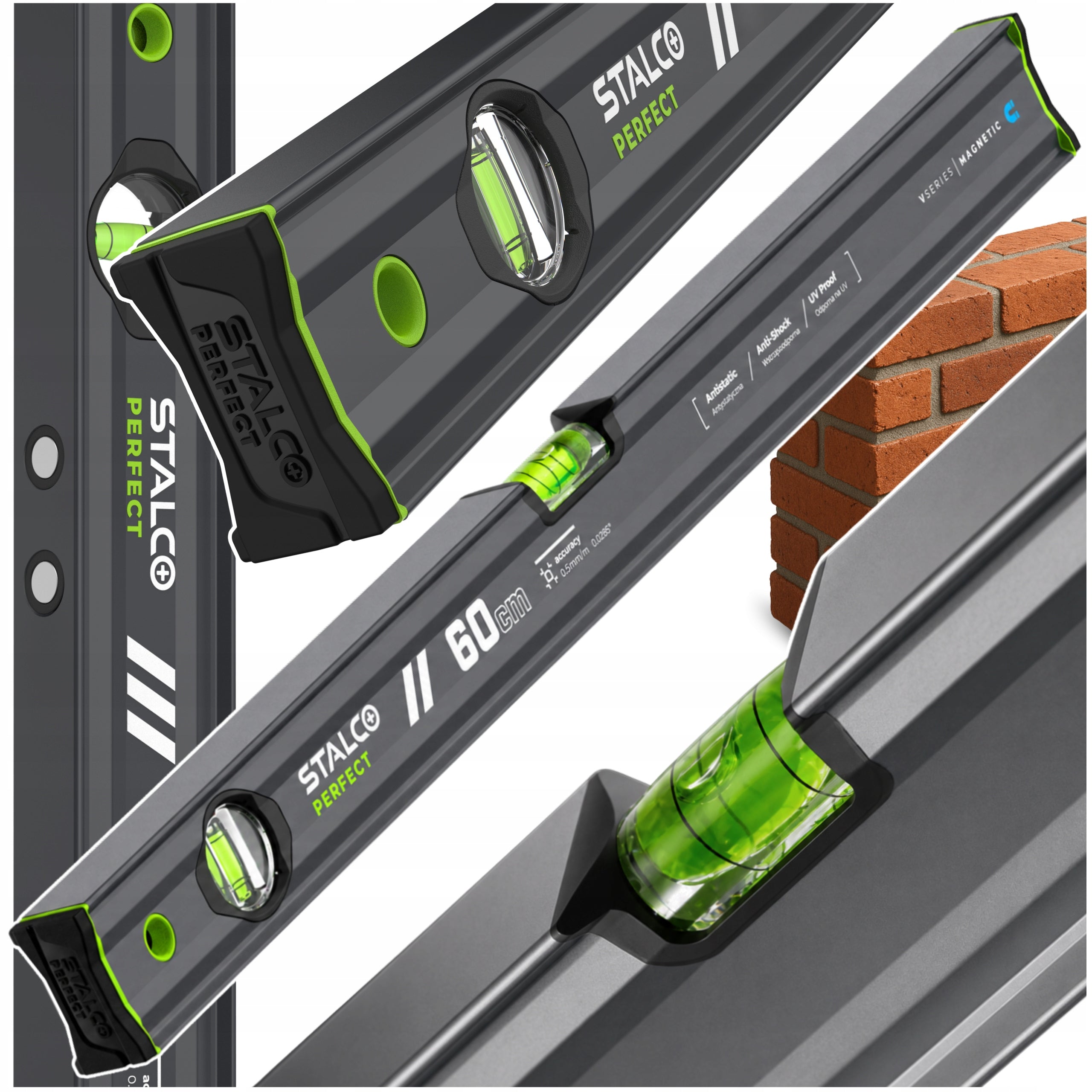 Magnetic Level 60 cm Aluminum Level Stalco Perfect Vseries