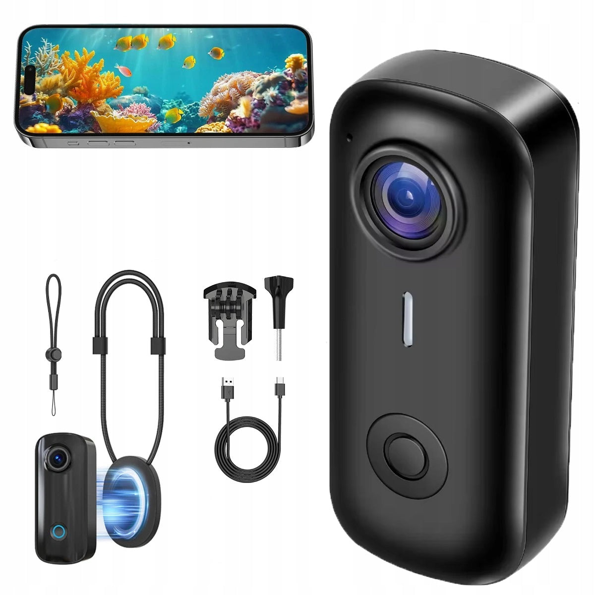 Magnetic Mini Sports Camera 1080P with Wi-Fi 64 x 28 x 20 mm Night Vision