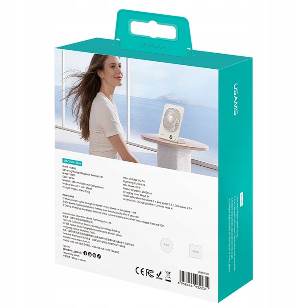 Magnetic desk fan USAMS white Fan type table