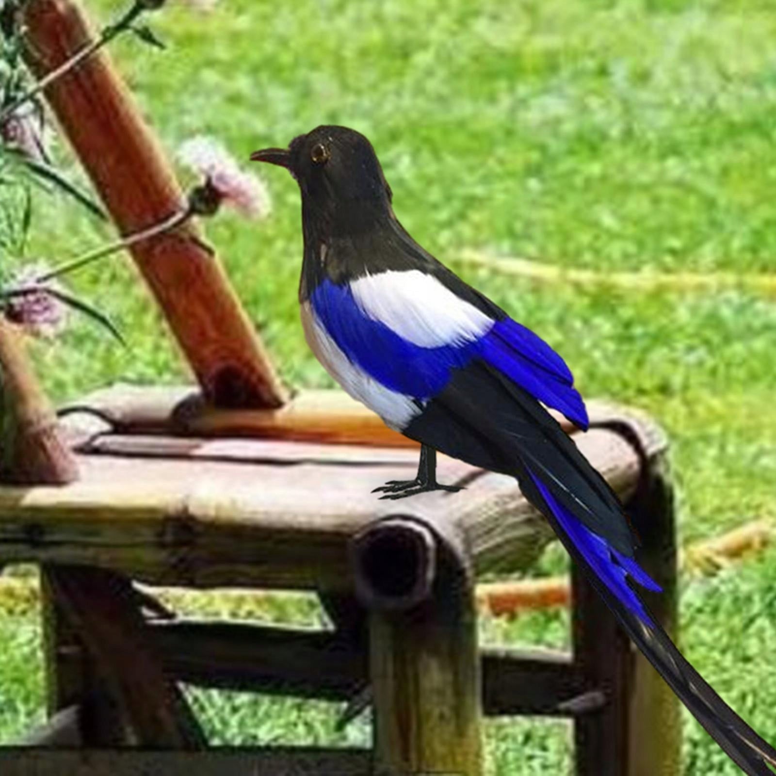 Magpie Simulation Bird Decorative Realistic Crafts Feathered Bird 33cm Type nesting box (feeder)
