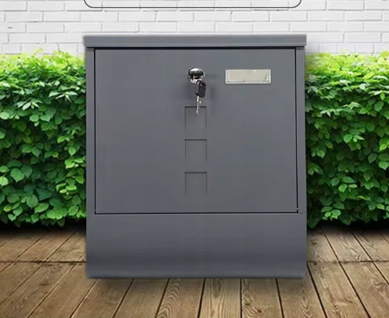 Mailbox for home newspaper Grey, 300x100x340mm steel Brand BERNARDINIO