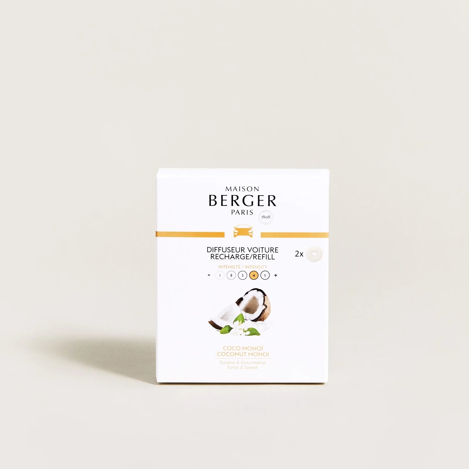 Maison Berger Coconut Monoi Fragrance Cartridge for Car Diffuser 2 Pack Packaging status original