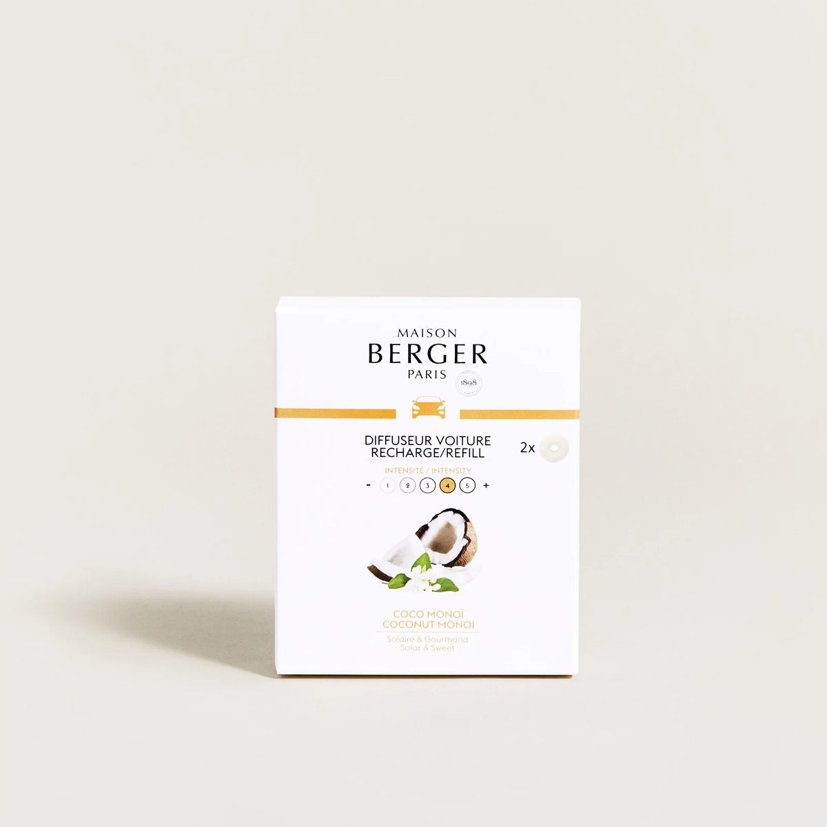 Maison Berger Coconut Monoi Fragrance Cartridge for Car Diffuser 2 Pack Packaging status original