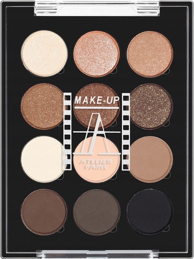 Lidschattenpalette Make-up Atelier Paris, 12 Farben 