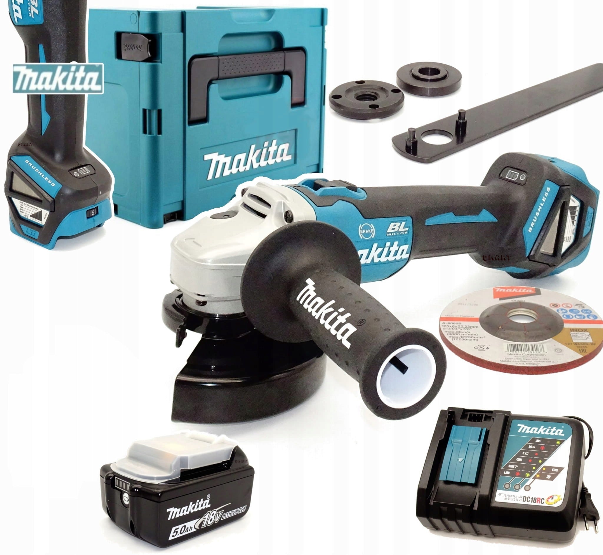 Makita DGA513RT1J 18V Brushless Katowa Grinder LXT Rotation Adjustment