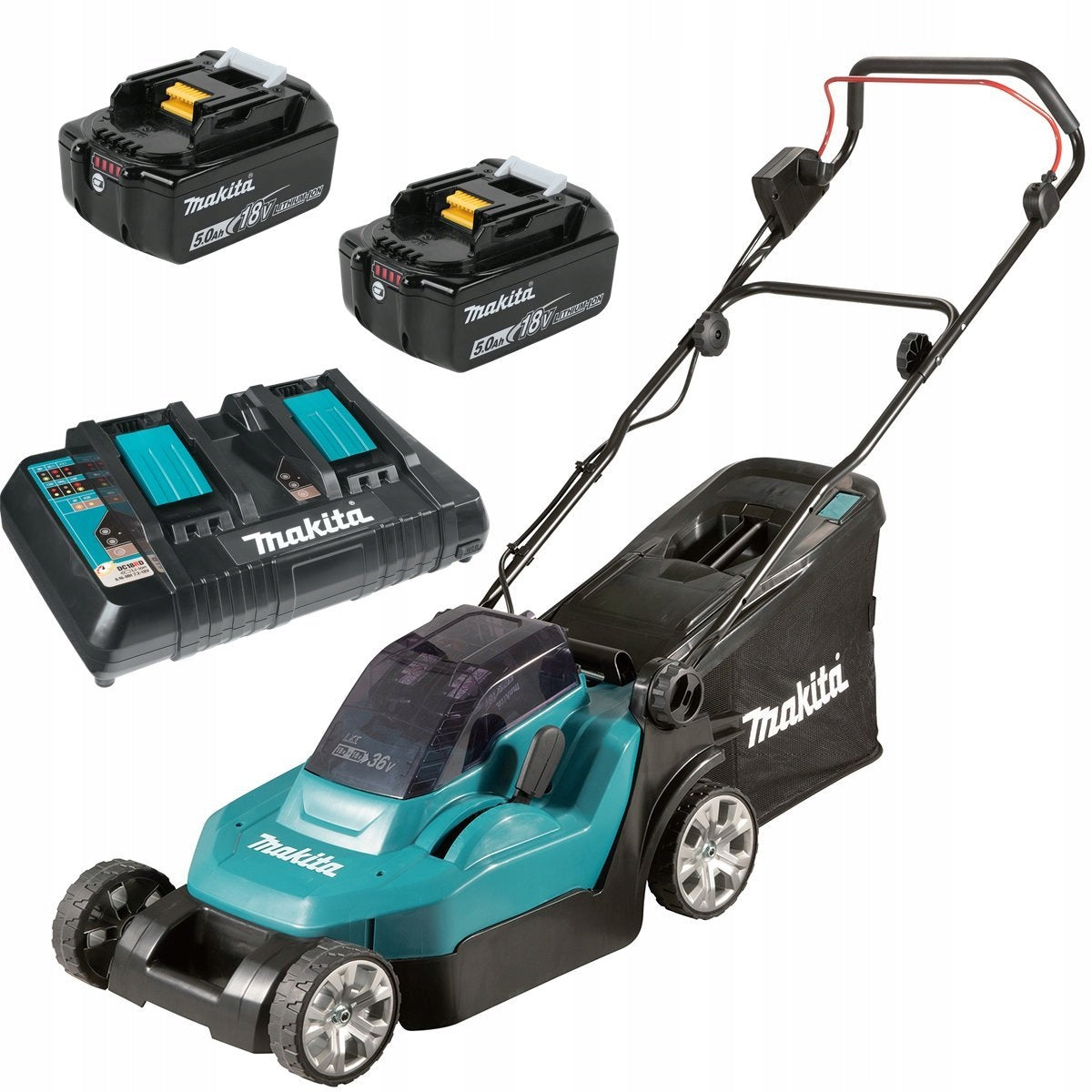 Makita DLM382PT2 aku Mower 38cm LXT 2x5,0Ah 18V DLM382 DOUBLE CHARGE
