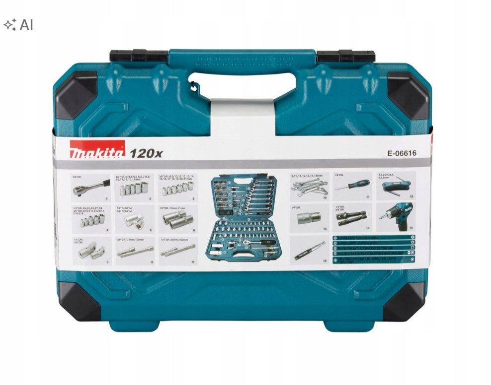 Makita E-06616 120 pieces Hand tool set Keys Caps + SUITCASE Manufacturer code E-06616
