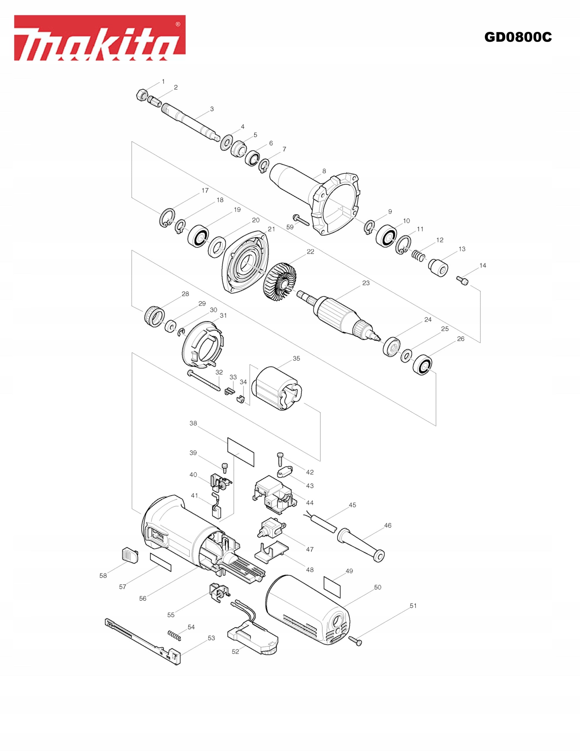 Makita terminal bushing 3mm to GD0810C GD0811C EAN (GTIN) 0088381156394