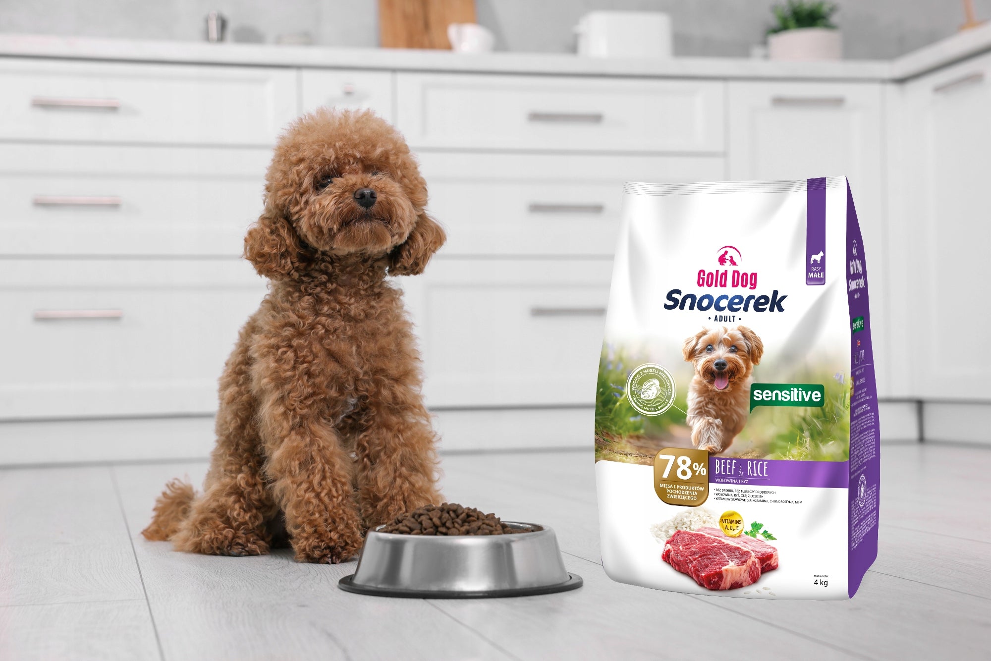 Maltese food Gold Dog Snocerek Sensitive 4kg beef without poultry Packaging status original