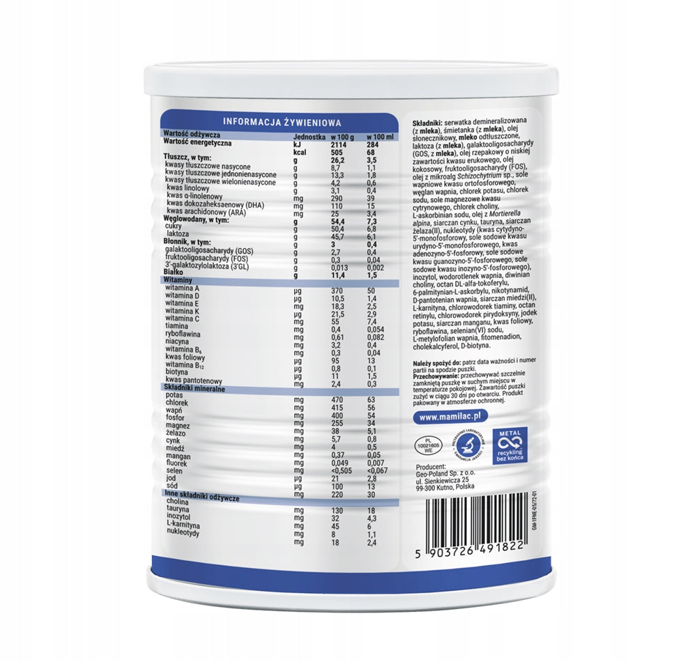 Mamilac 1 Premium Initial Milk 400 g Manufacturer code 5903726491822