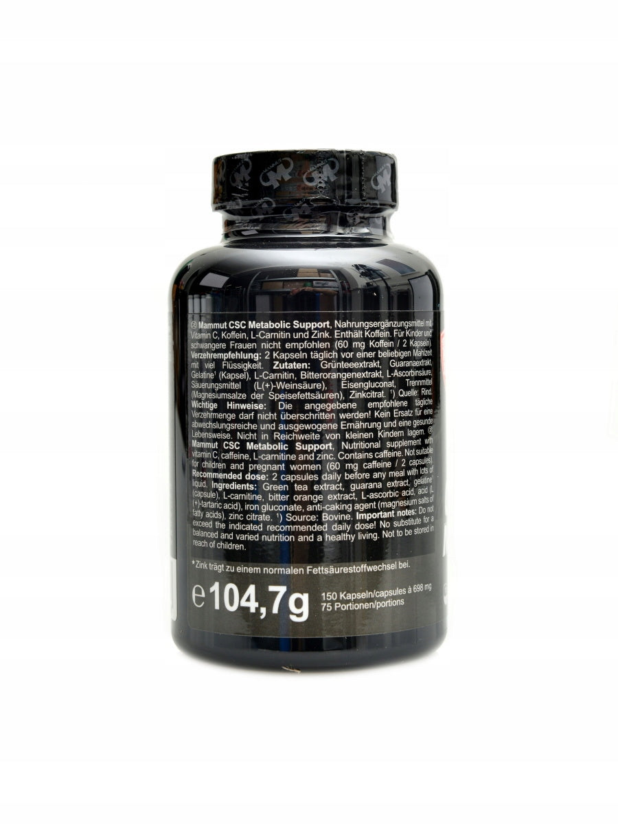 Mammut nutrition CSC metabolic support capsules 2 x 150 kapslí Expiration date at least six months from the date of purchase