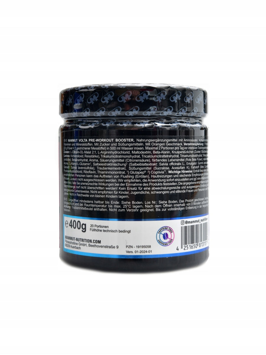 Mammut nutrition Volta Pre-workout Booster 400 g sizzle orange Packaging status original