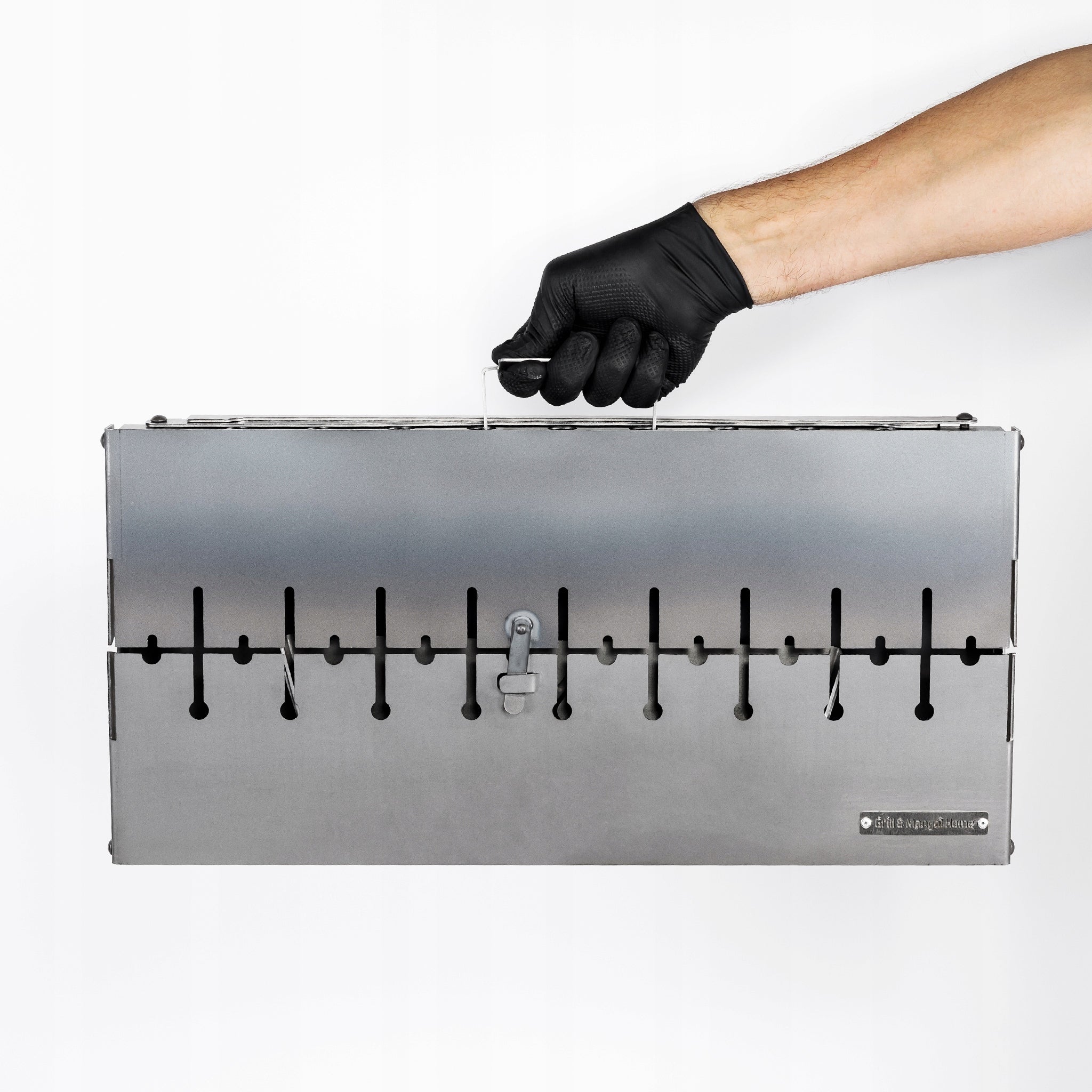 Mangal Grill Suitcase For 10 Skewers Carbon Folding Metal 2 mm Grill width 34 cm