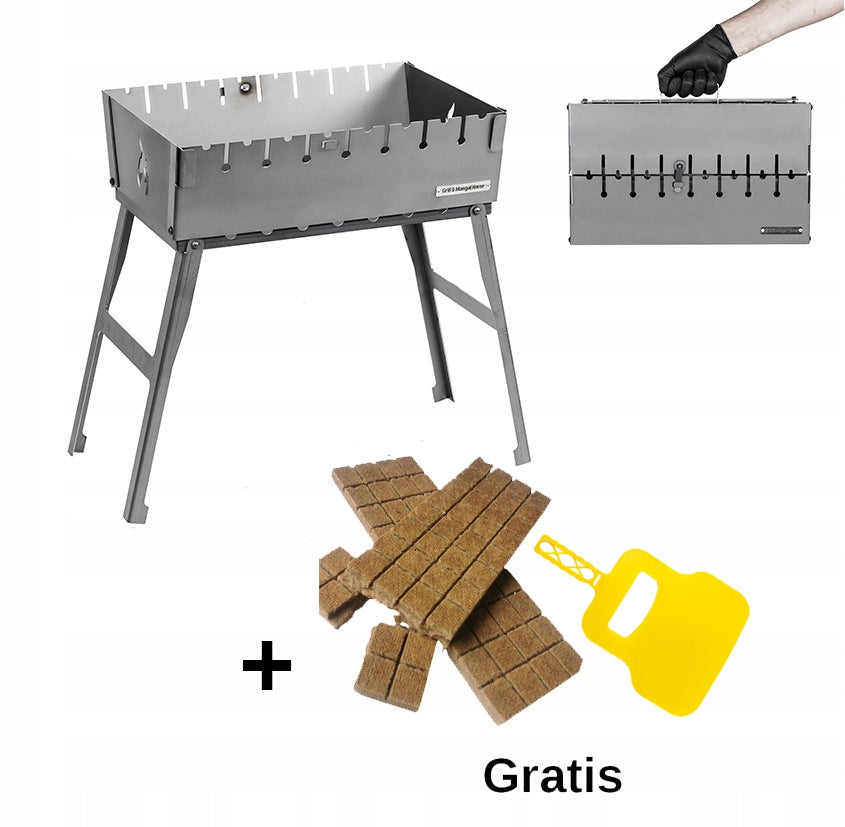 Mangal Grill Suitcase For 8 Skewer Folding Carbon Metal 2mm Solid