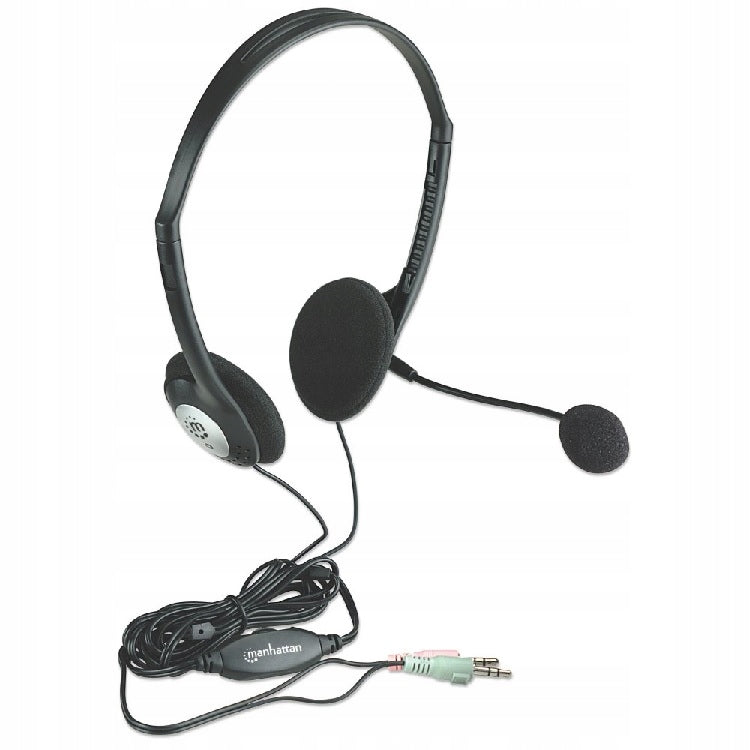 Manhattan Stereo On-Ear Headphones with Microphone Economy Brand Manhattan
