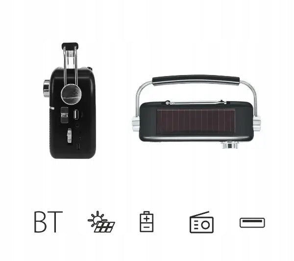 Manta RDI918B SOLAR 2 FM Radio Bluetooth Black + Headphones Brand Manta