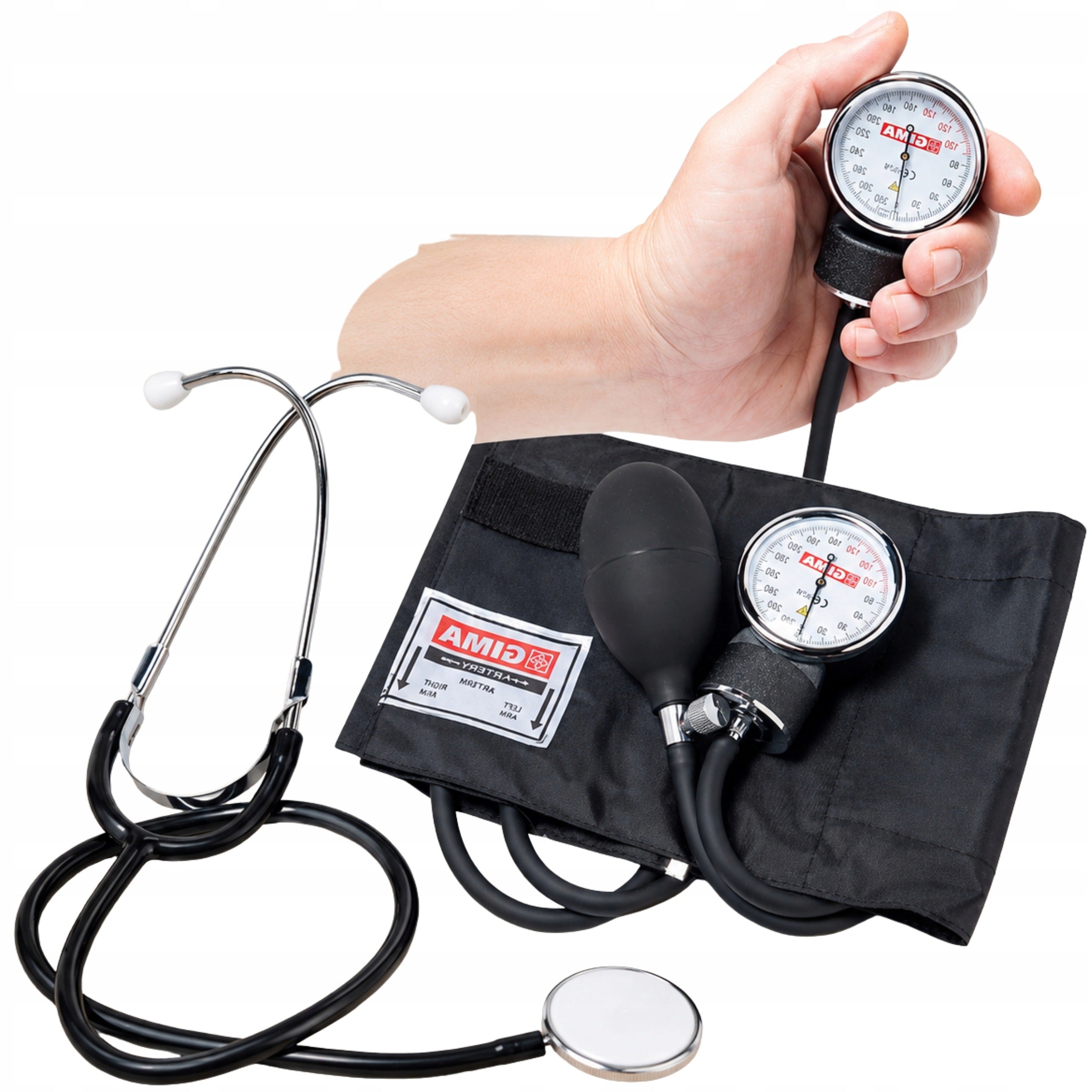 Manual Clock Blood Pressure Monitor with Stethoscope Italian GIMA YTON + Case