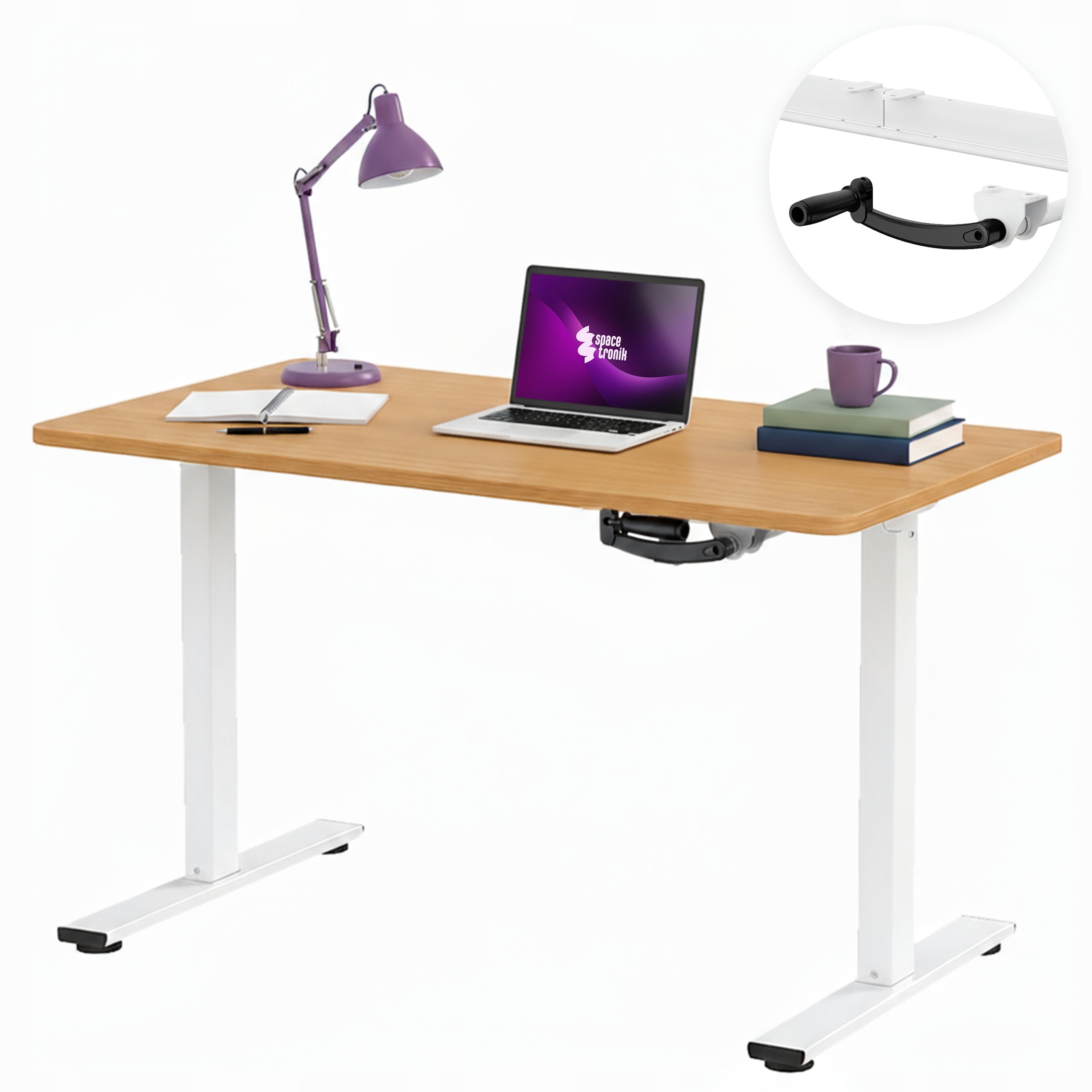Manual Desk with Height Adjustment 100x60cm 40kg Spacetronik computer