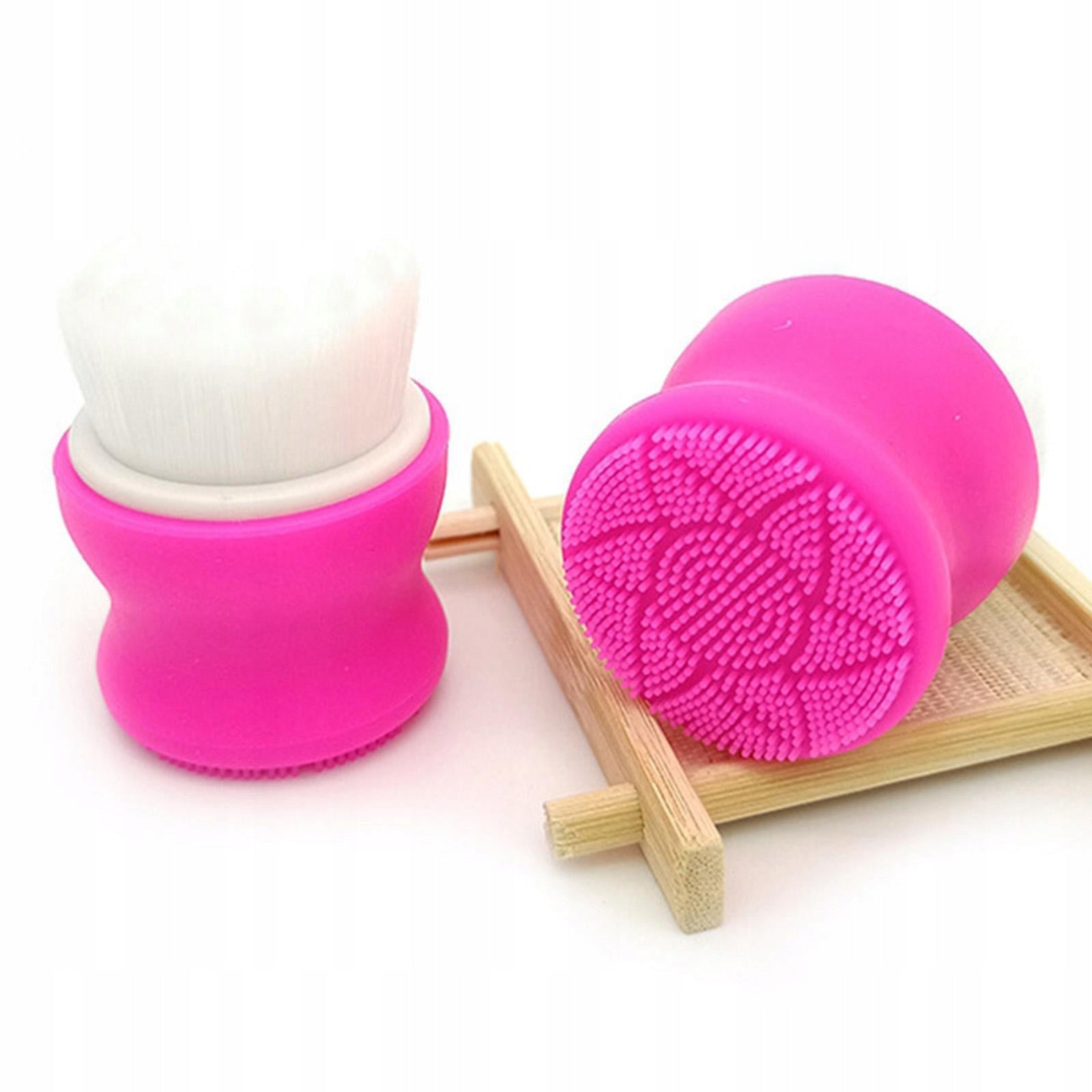 Manual Face Washing Brush Soft Bristle And Exfoliating Silicone Rose Red Medical device no