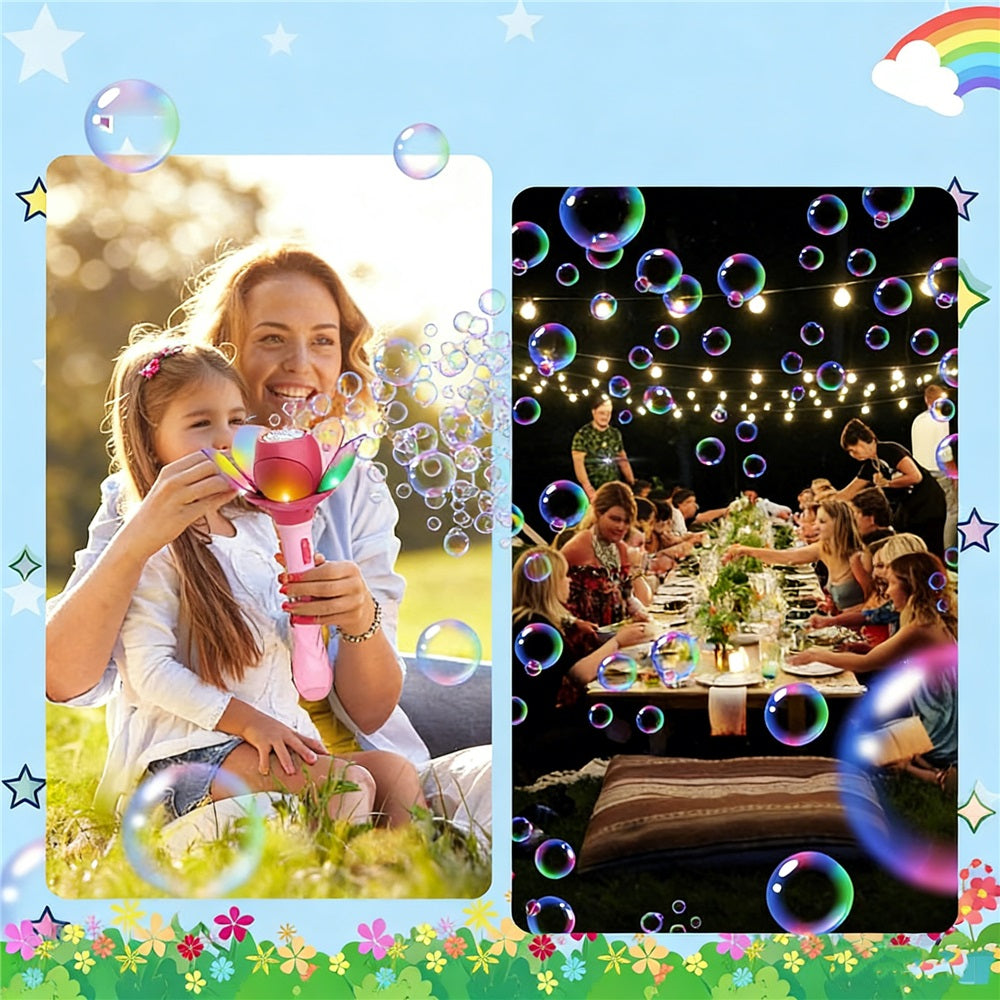 Manual Lotus Shaped Bubble Machine With Backlight+Bubble Liquid Capacity 120 ml