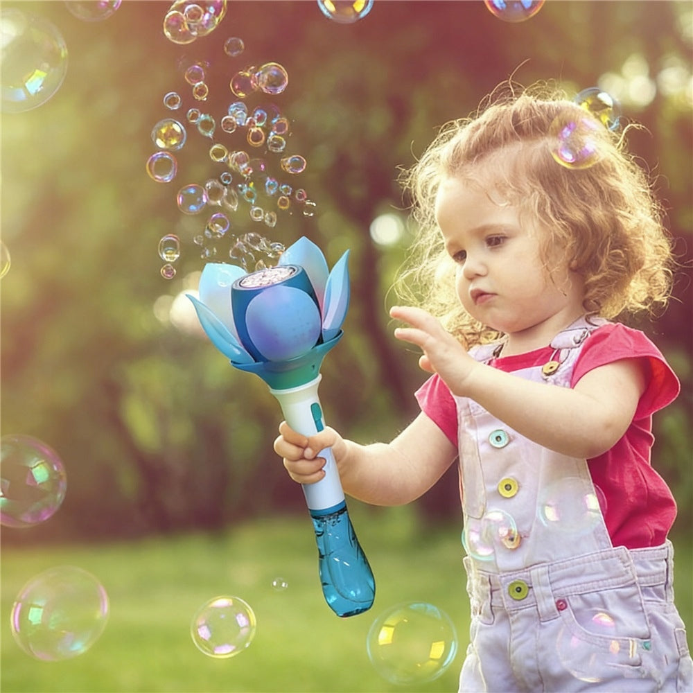 Manual Lotus Shaped Bubble Machine With Backlight+Bubble Liquid Manufacturer code Maszyna do baniek Lotus