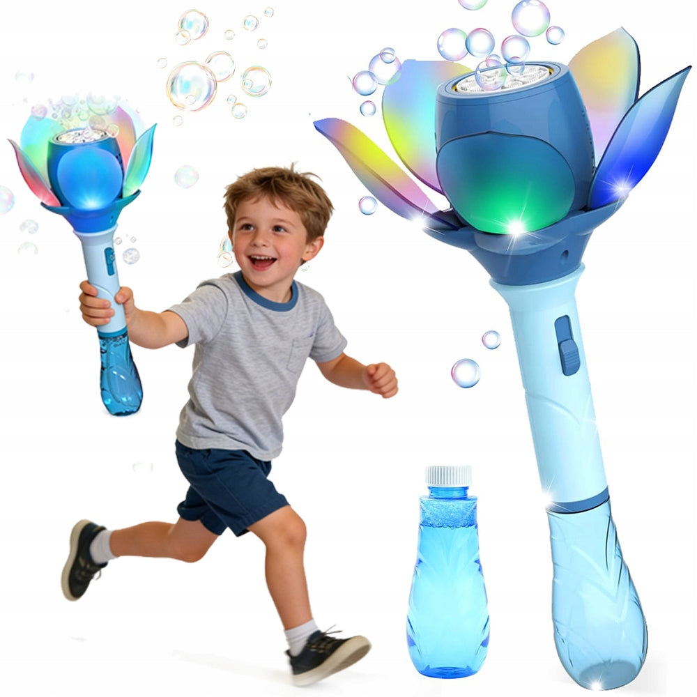 Manual Lotus Shaped Bubble Machine With Backlight+Bubble Liquid