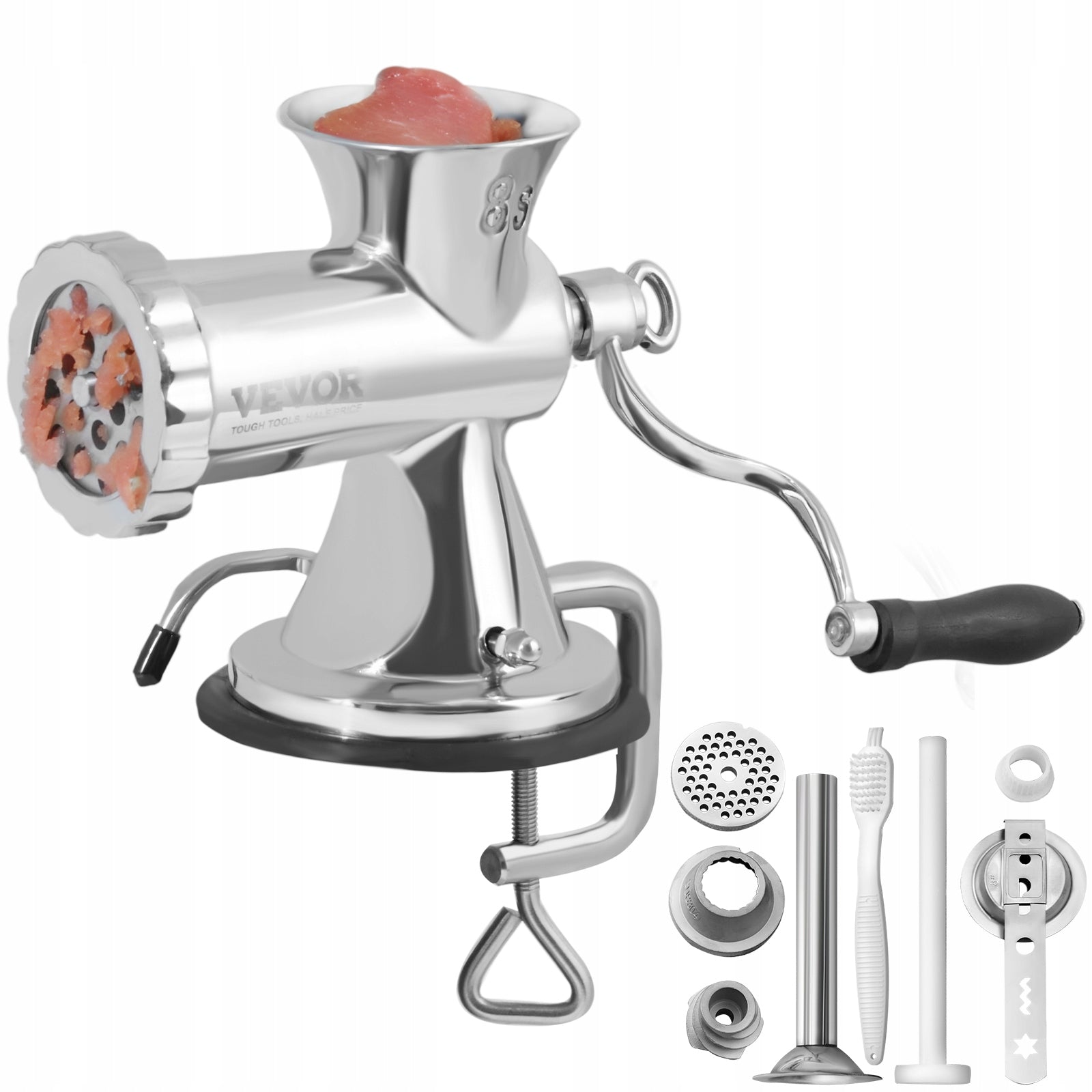 Manual Meat Grinder 304Stainless Steel with Suction Cup Clamp Sausage Maker