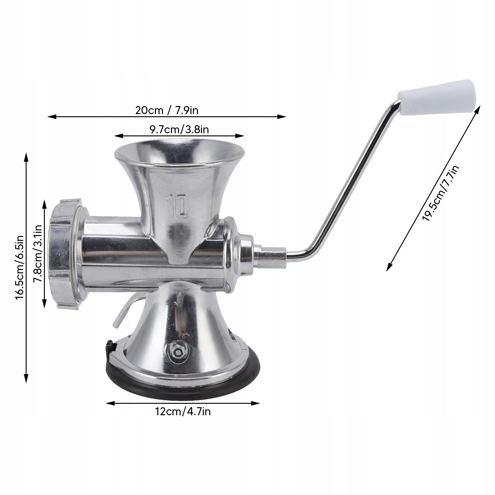 Manual Meat Grinder Size TB10 Stuffer Dominant color silver/gray