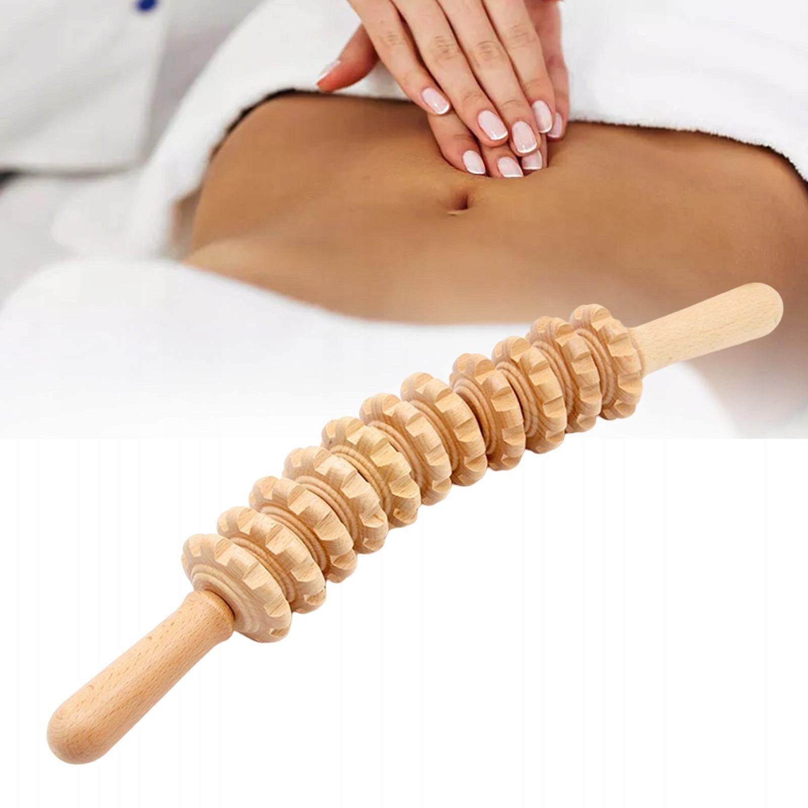 Manual Wooden Massage Roller, Gua Sha 11 Wheels Abdominal Massage Stick Brand no brand