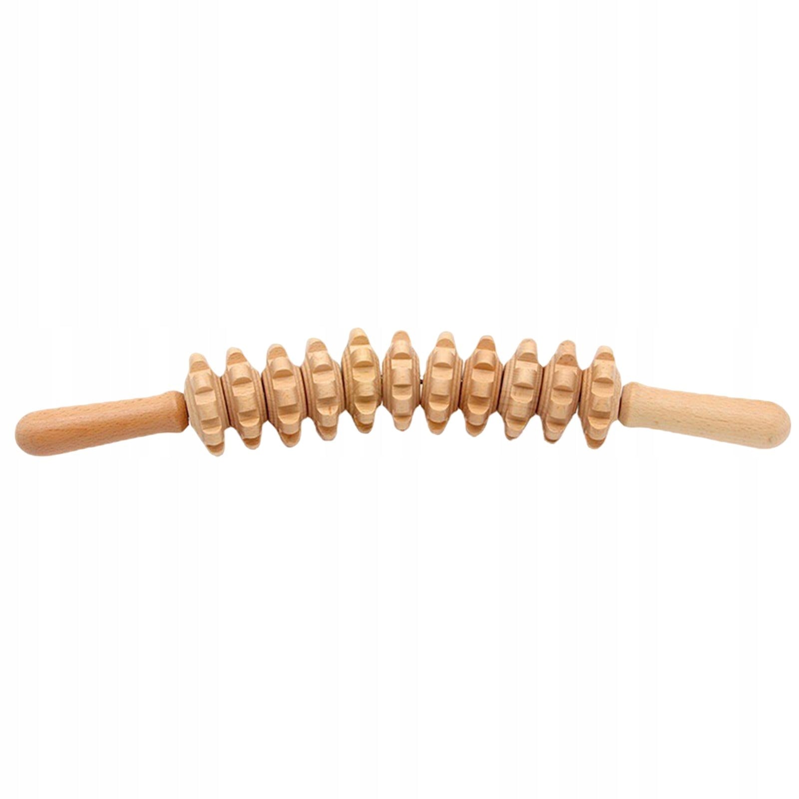 Manual Wooden Massage Roller, Gua Sha 11 Wheels Abdominal Massage Stick