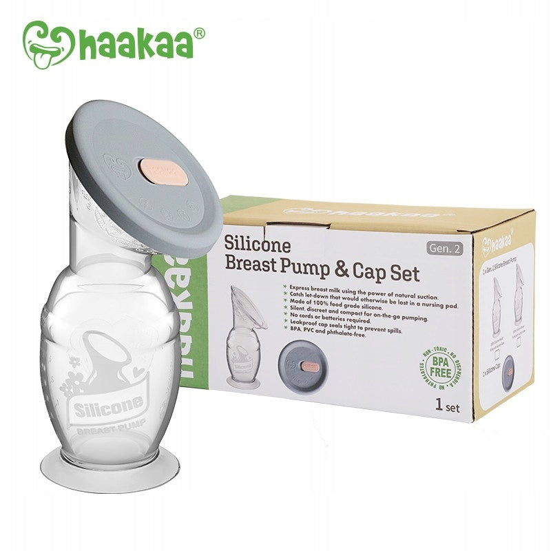 Manual breast pump with suction base and silicone lid Haakaa 100ml Packaging status original