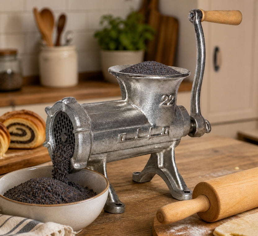 Manual meat grinder ALFA 22 tinned MADE IN Poland KITCHEN TOWEL Packaging status original