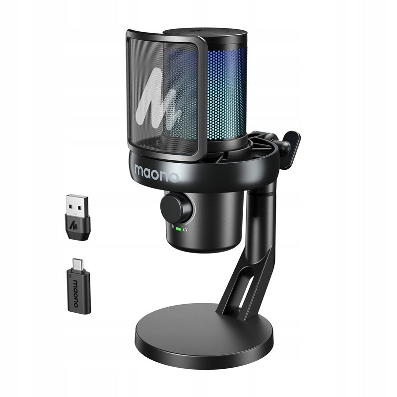Maono DM40 Pro Wireless Microphone USB-C AI RGB Gaming Vlog PC PS black Packaging status original