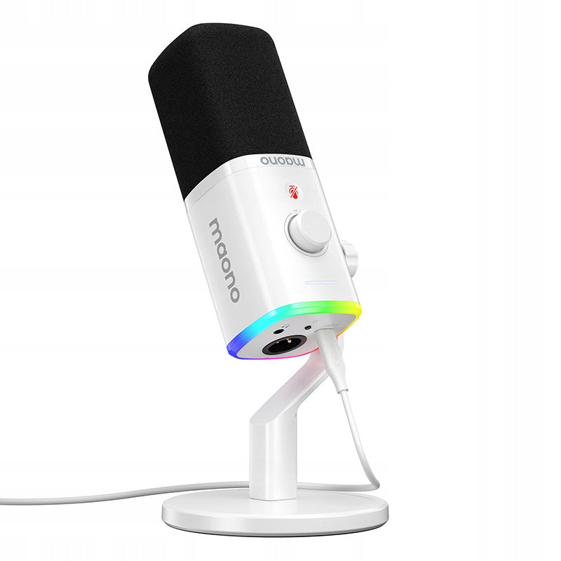 Maono PD100X Dynamic Studio Microphone USB/XLR RGB 24bit White Podcast Packaging status original