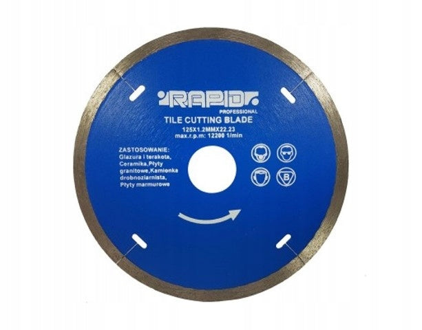 Mar-pol Diamond blade for stoneware tiles 125x1,2x22,2 smooth Rapid M08713