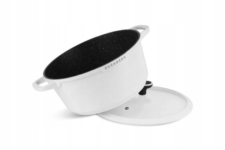 Marble Pot Set with Pan 12 Parts Induction Gas Material aluminum